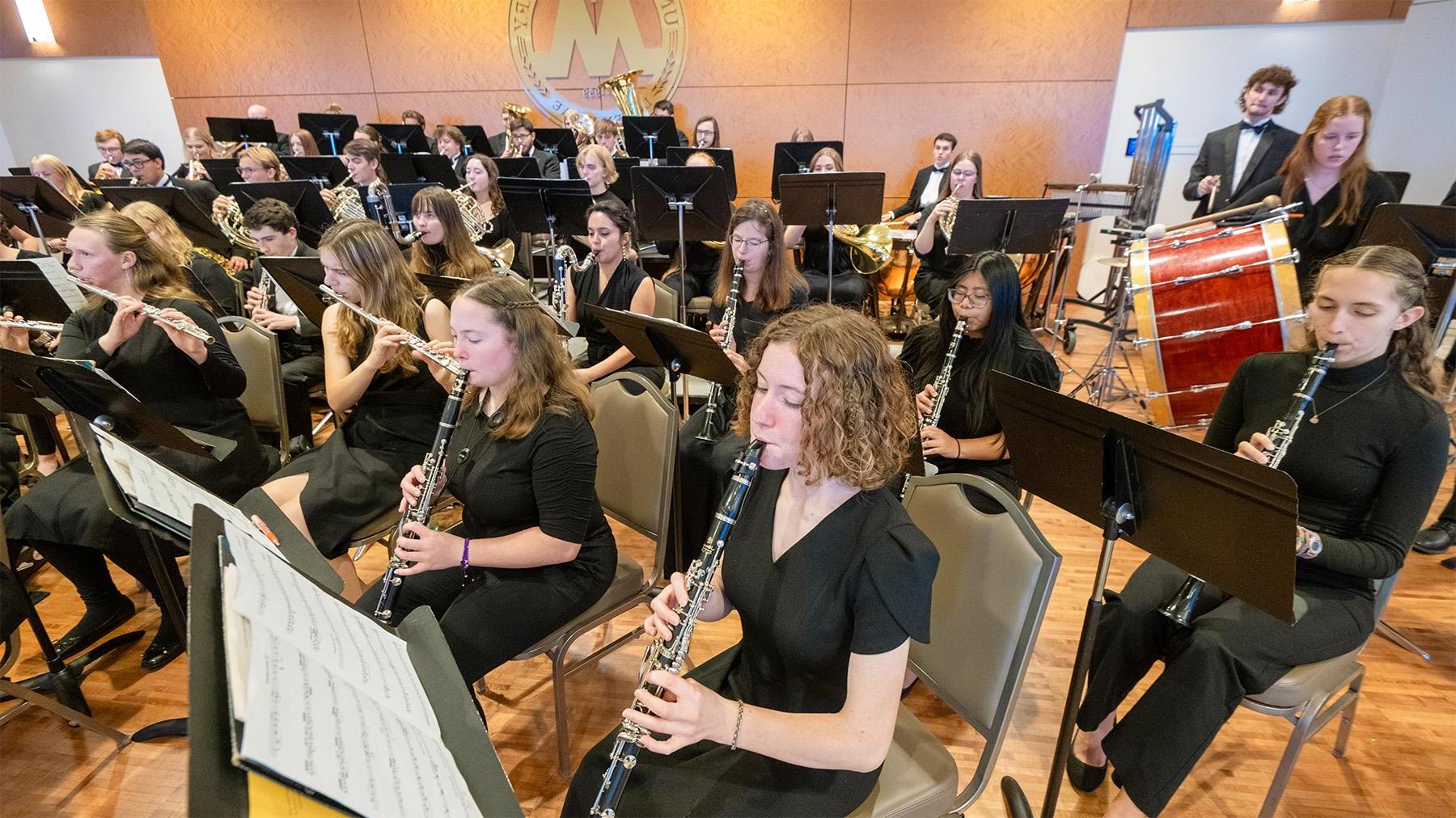 students in the band concert in Founders Hall